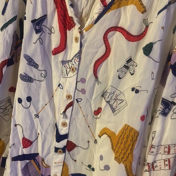 Maeve Anthro Marisol ruffled winter ski print size 10 - Picture 7 of 13